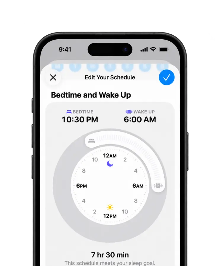 Apple-Abbildung: Schlafplan in der Health-App auf einem iPhone